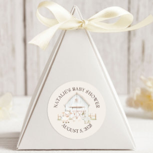 Bauernhoftiere Wiesenfreunde Baby Shower Runder Aufkleber