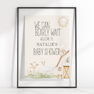 Bauernhoftiere Wiesenfreunde Baby Shower Schild