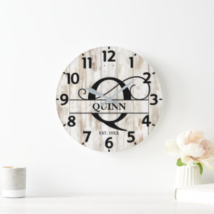 Bauernholz Q Monogramm Große Wanduhr