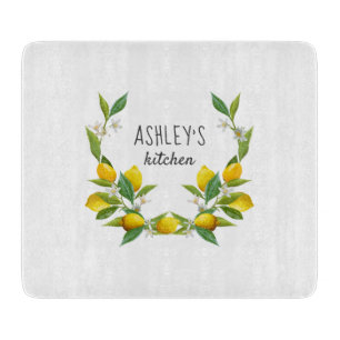 Bauernküche Aquarelllemon personalisiert Schneidebrett