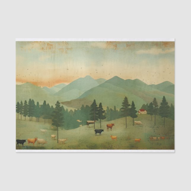 Bauernkuh Vintage Decode Seidenpapier (Vorderseite)