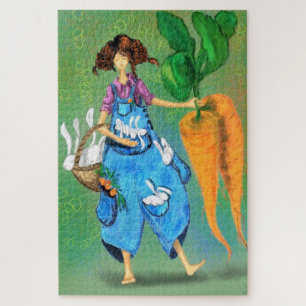 Bauernmädchen - Kunst Vintage Zeichnung Fantasy Mä Puzzle