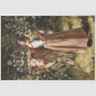 Bauernmädchen mit Kuh Romantischer Bauernhof Szene Seidenpapier