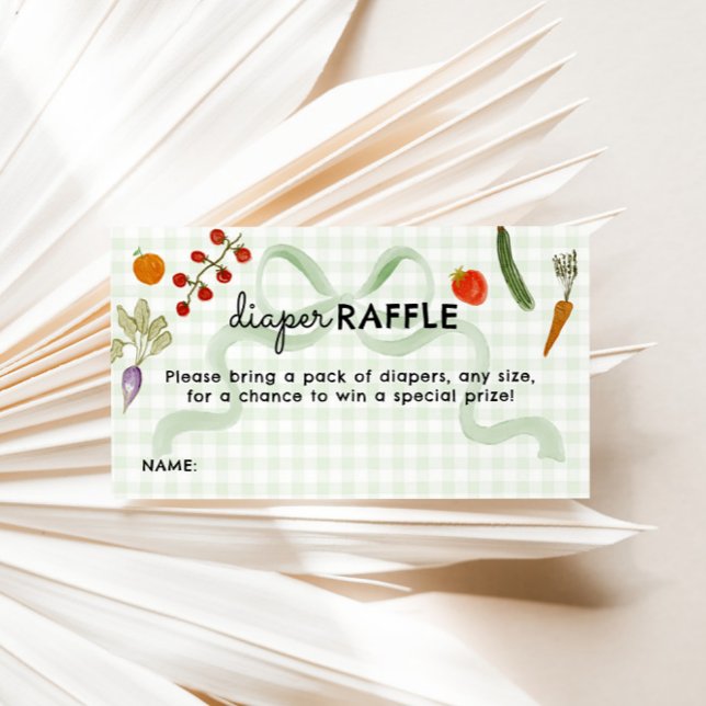 Bauernmarkt-Gingham-Windel-Raffel-Spiel Begleitkarte (Farmer's Market Baby Shower Diaper Raffle Enclosure Card)