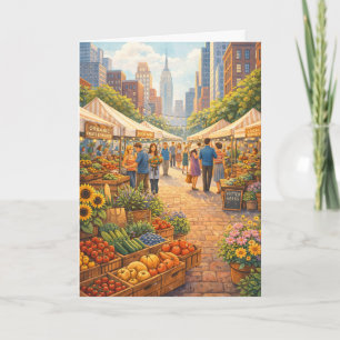 Bauernmarkt in der Stadt Blanko-Kunstkarte Karte