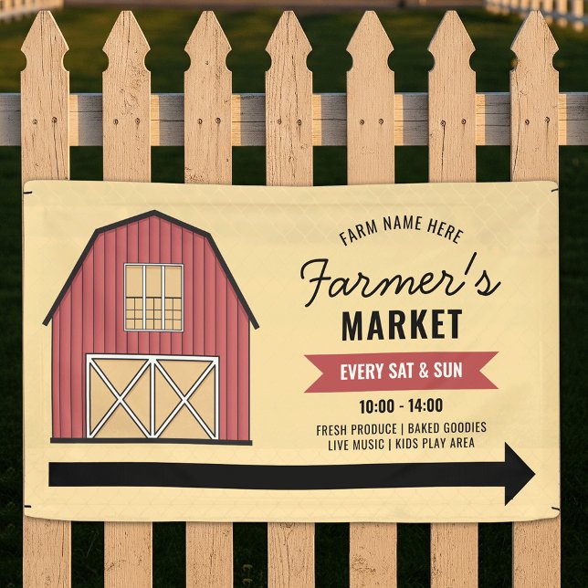 Bauernmarkt Modernes Bauernhaus-Marketing-Banner Banner (Farmer's Market Outdoor Banner with fully editable text and colors)