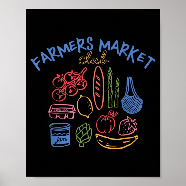 Bauernmarkt Obst Gemüse Ästhetik Foodie Poster (Vorne)