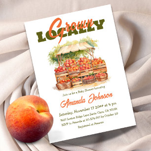 Bauernmarkt Peach lokal Grown Baby Shower Einladung