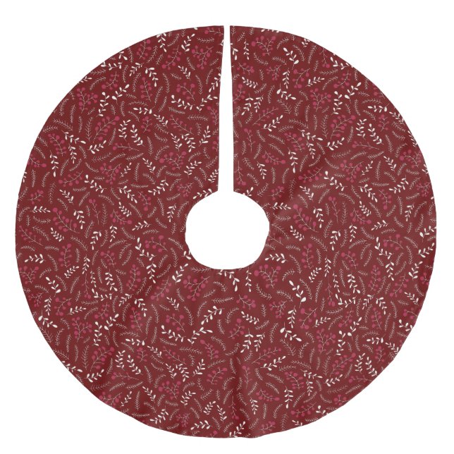 Bauernmaroon Wein rustikale Laubbaumstruktur Polyester Weihnachtsbaumdecke (Vorderseite)