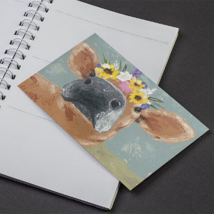 Bauernspass - Kuh mit Blume Crown Postkarte