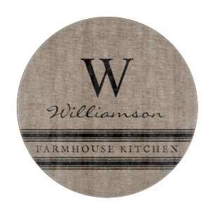 Bauernstil Burlap Mit Monogramm Familienname  Schneidebrett