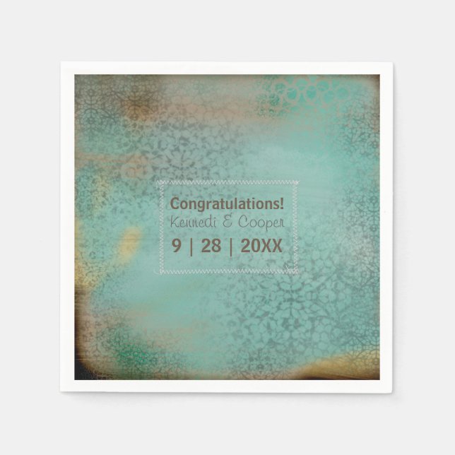 Bauernstil Rustikale Aquamarine Spitze Persönlich Serviette (Vorderseite)