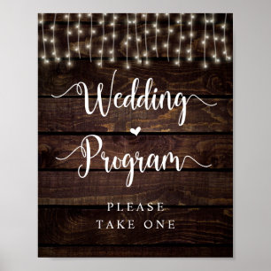 Bauernstreichelampen, dunkles Holz, Hochzeitsprogr Poster