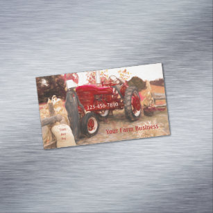 Bauerntracker Rot Vintag Rustikale Landwirtschaft Magnetische Visitenkarte