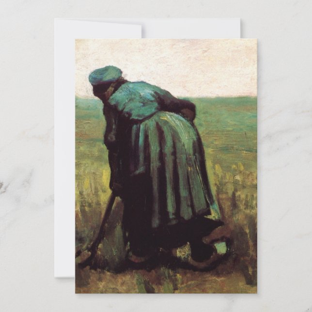 Bauernwoman Digging von Vincent van Gogh Einladung (Vorderseite)