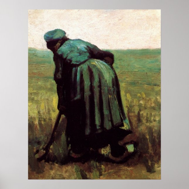 Bauernwoman Digging von Vincent van Gogh Poster (Vorne)