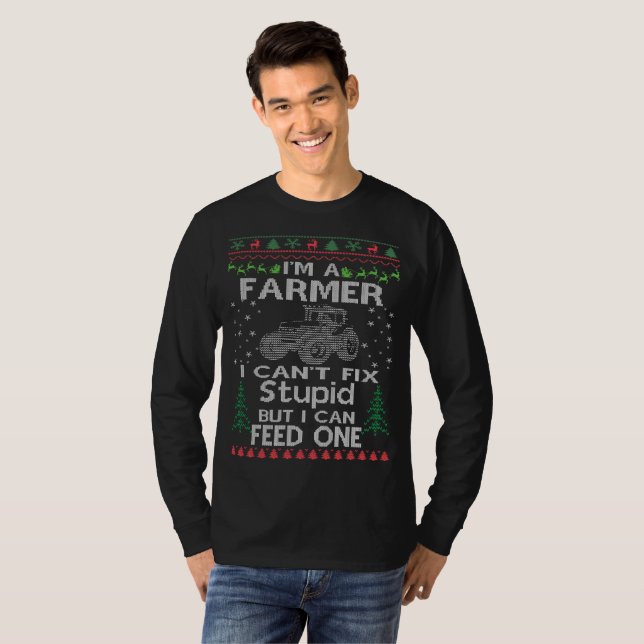 Bauers-hässliche Weihnachtsstrickjacke T-Shirt (Vorne ganz)