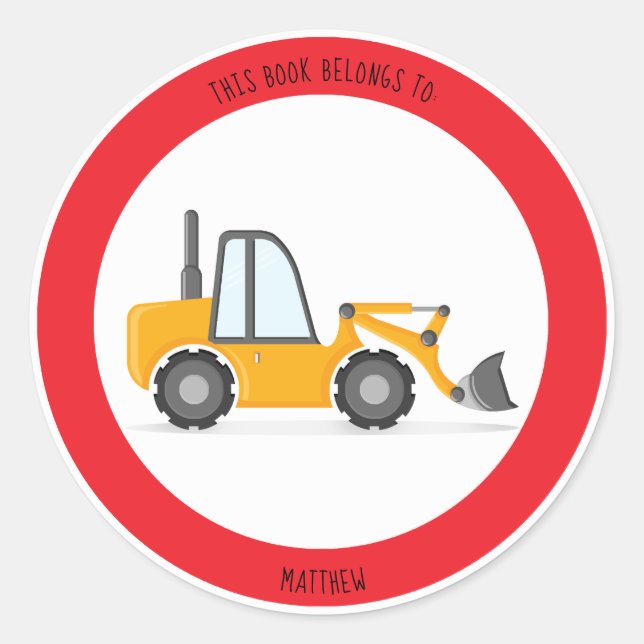 Baufahrt Dieses Buch gehört Runder Aufkleber (Vorderseite)