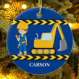 Baufahrzeug Coole blaue Boys Personalisiert Keramik Ornament