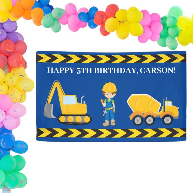 Baufahrzeug Custom Boys Happy Birthday Banner (Von Creator hochgeladen)
