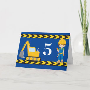 Baufahrzeug Custom Kids Blue Birthday Karte