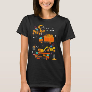 Baufahrzeug Halloween Kranwagen Pumpkin T-Shirt