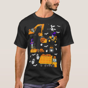 Baufahrzeug Halloween Kranwagen Pumpkin T-Shirt