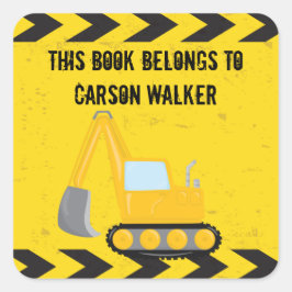 Baufahrzeug-Kinderbuch gehört Quadratischer Aufkleber