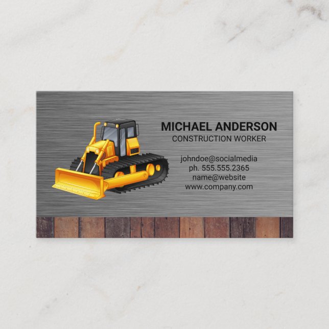Baufahrzeug | Metallic Wood Business Card Visitenkarte (Vorderseite)