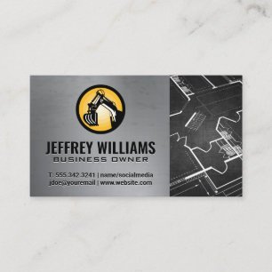 Baufahrzeug und Blueprints Visitenkarte