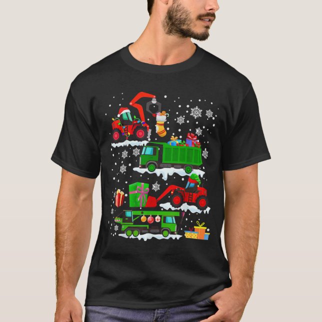 Baufahrzeug Weihnachtsfahrten Winter T-Shirt (Vorderseite)