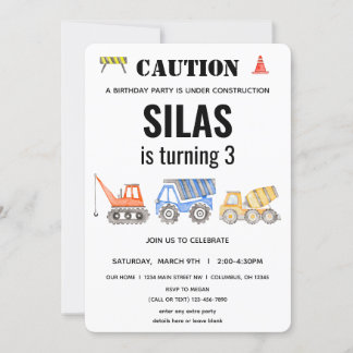 Baufahrzeug zum Geburtstag Einladung