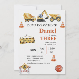 Baufahrzeuge Boy Birthday Party Einladung