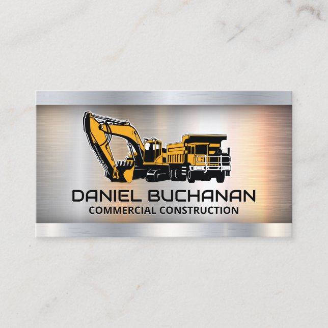 Baufahrzeuge für schwere Maschinen | Metallisch Visitenkarte (Vorderseite)