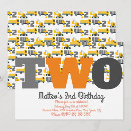 Baufahrzeuge Geburtstagskurve Große Zwei Einladung