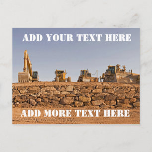 Baufahrzeuge Panorama Postkarte