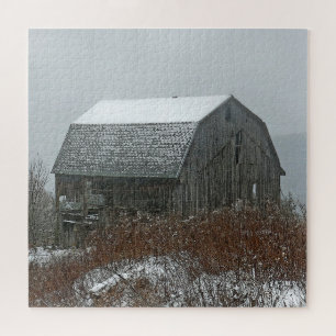 Baufällige Scheune im Schnee Landschaftspuzzle Puzzle