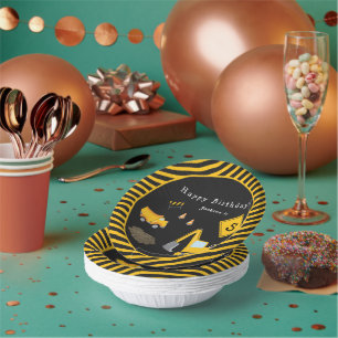 Baufreudigkeit Geburtstag - Name und Alter Junge Pappteller