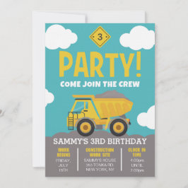 Baugeachtete Party Einladung für Junge