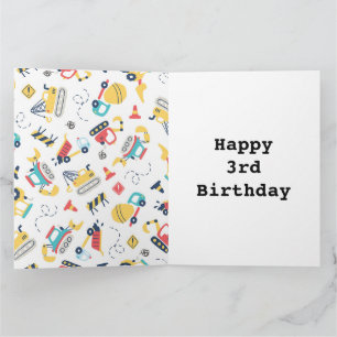 Baugelbe LKWs 3. Geburtstag Karte