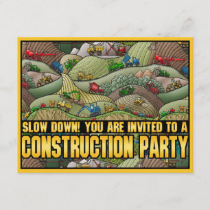 Baugerät-Thema scherzt Party Einladung