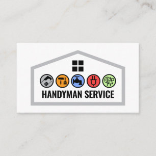 Baugerüst mit Handwerkerwerkzeugen Visitenkarte