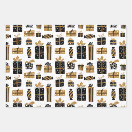 Baugeschenke und Weihnachtssterne Muster Geschenkpapier Set