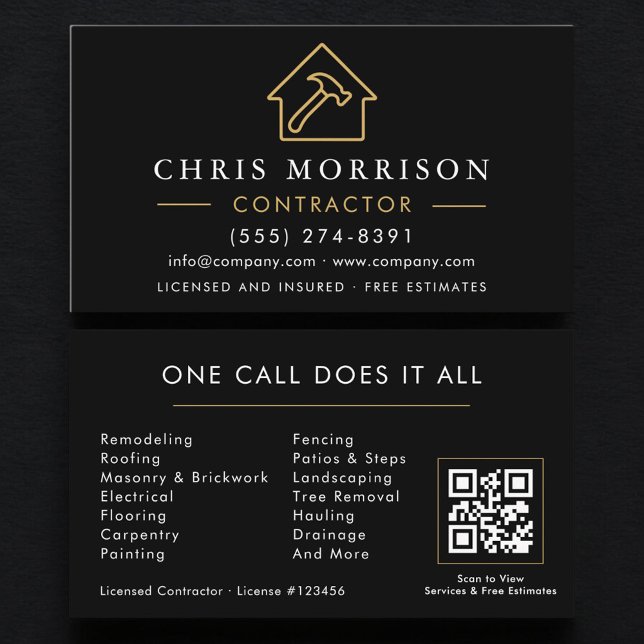 Baugesellschaft Black Gold QR Code Visitenkarte (Von Creator hochgeladen)