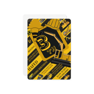 Baugewerbe Einladung am Geburtstag, bearbeitbares 