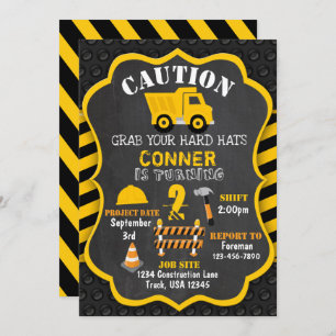 Baugewerbe Einladung zum Geburtstag Dump Truck