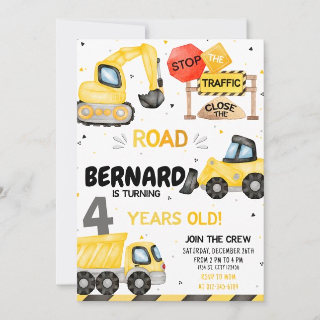 Baugewerbe Geburtstag Einladung Dump Truck Party (Vorderseite)