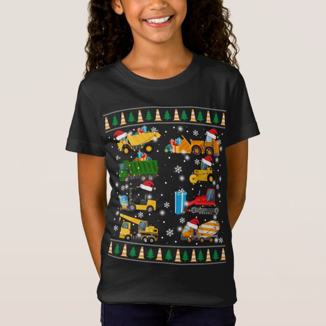 Baugrube Truck Santa Ugly Sweater Ch T-Shirt (Vorderseite)