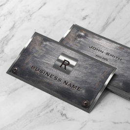 Baugrunge Steel Monogram Metal Gerahmt Visitenkarte