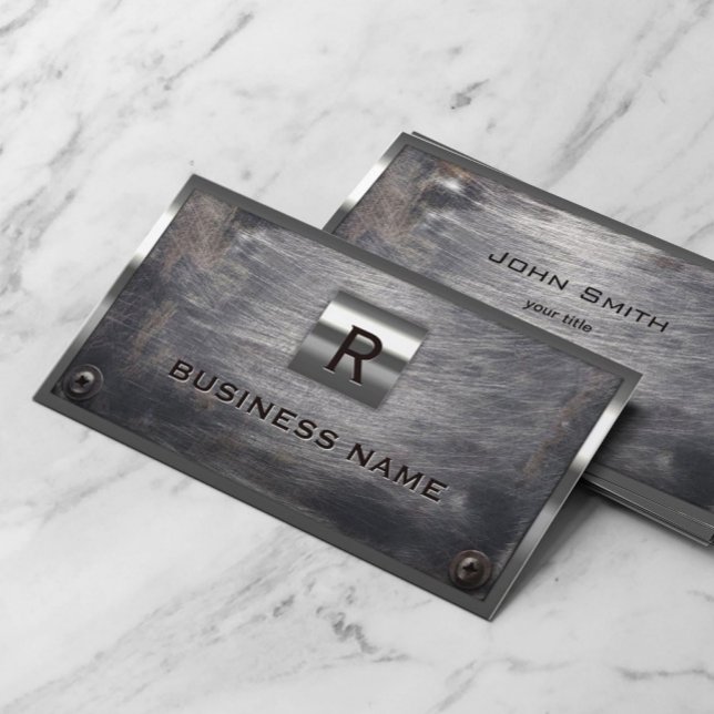 Baugrunge Steel Monogram Metal Gerahmt Visitenkarte (Von Creator hochgeladen)